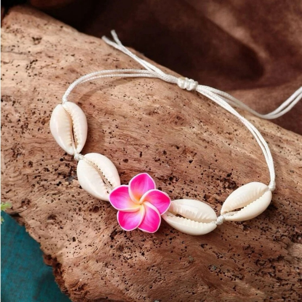 ⚠️Clearance Beige & Pink Flower And Shell Decor Bracelet SS